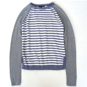 Banana Republic Blue White Stripe Grey Long Sleeve Nylon Blend Sweater XS